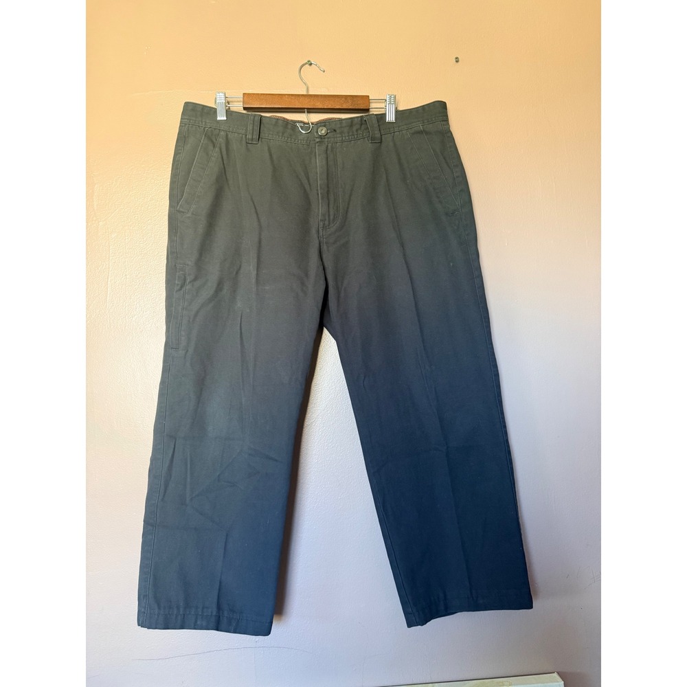 Weatherproof Mens 38 Black Grey Cotton Pants Straight Leg Chino Hemmed Workwear